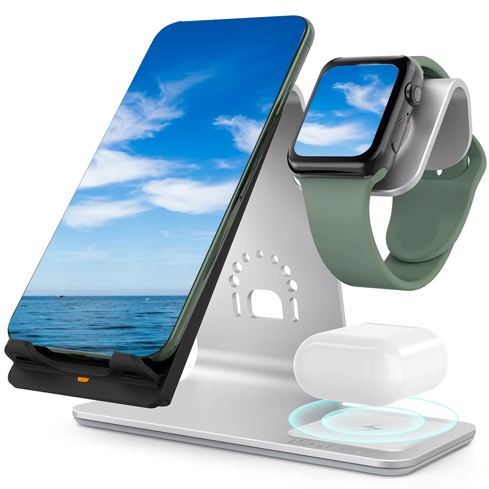 

3 In 1 Dock Station 7.5W 10W High Power Electric Accessories Multifunctional Desktop Wireless Charger QI Fast For Apple Watch