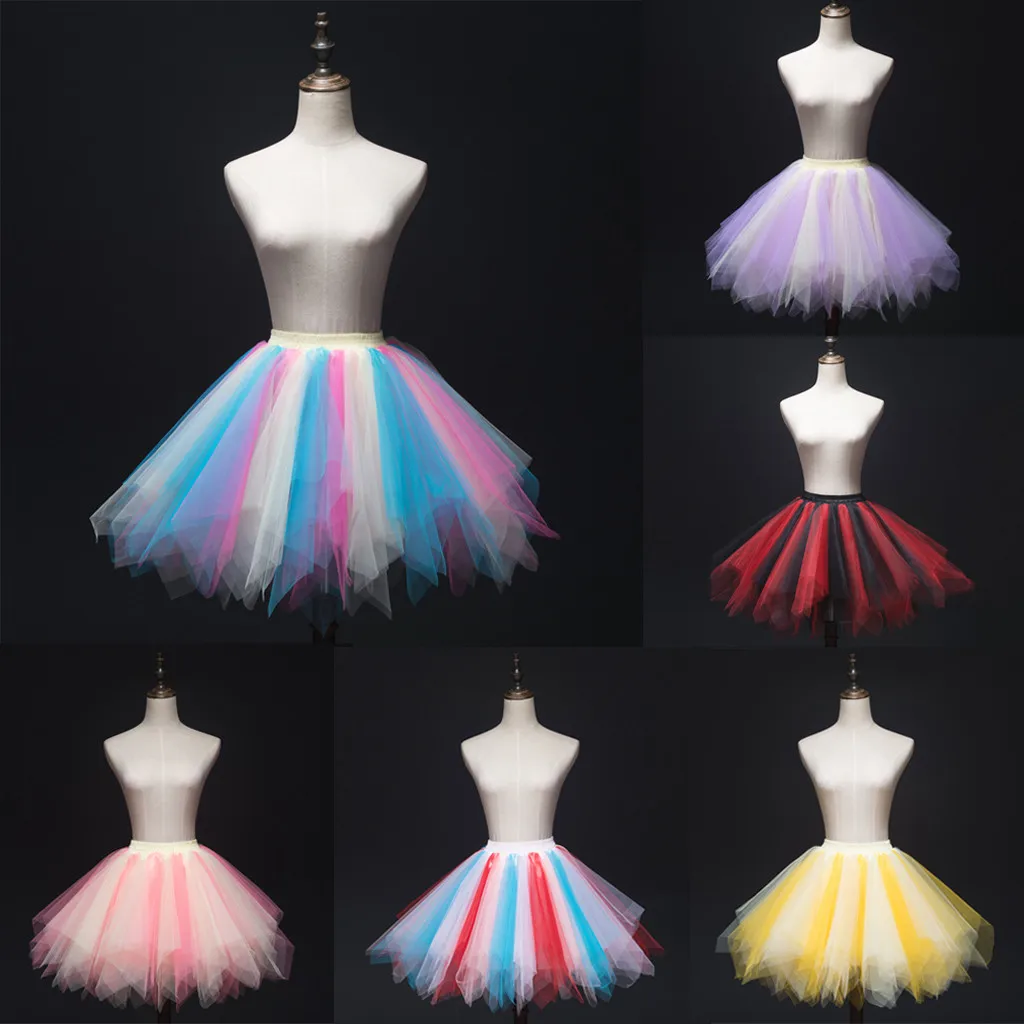 Women Skirts Female Mesh Tutu Tulle Princess Elastic Skirt Ballet Dance Skirt For Women Multicolour Adult Short Skirt Ropa Mujer
