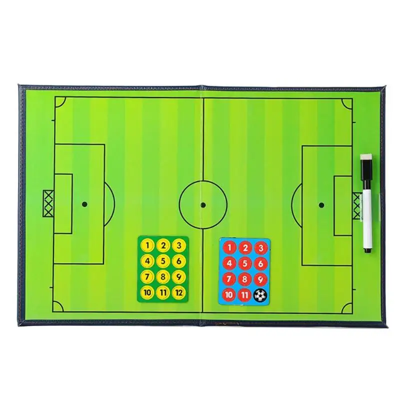 

Magnetic Leather Football Strategy teaching Board 2-fold Soccer Coach Teaching Board Clipboard with Magnetic Stylus games