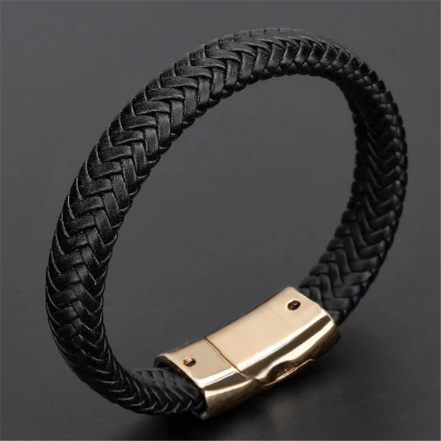 Trendy Genuine Leather Bracelets Men Stainless Steel Multilayer Braided Rope Bracelets for Male Female Bracelets Jewelry H22206