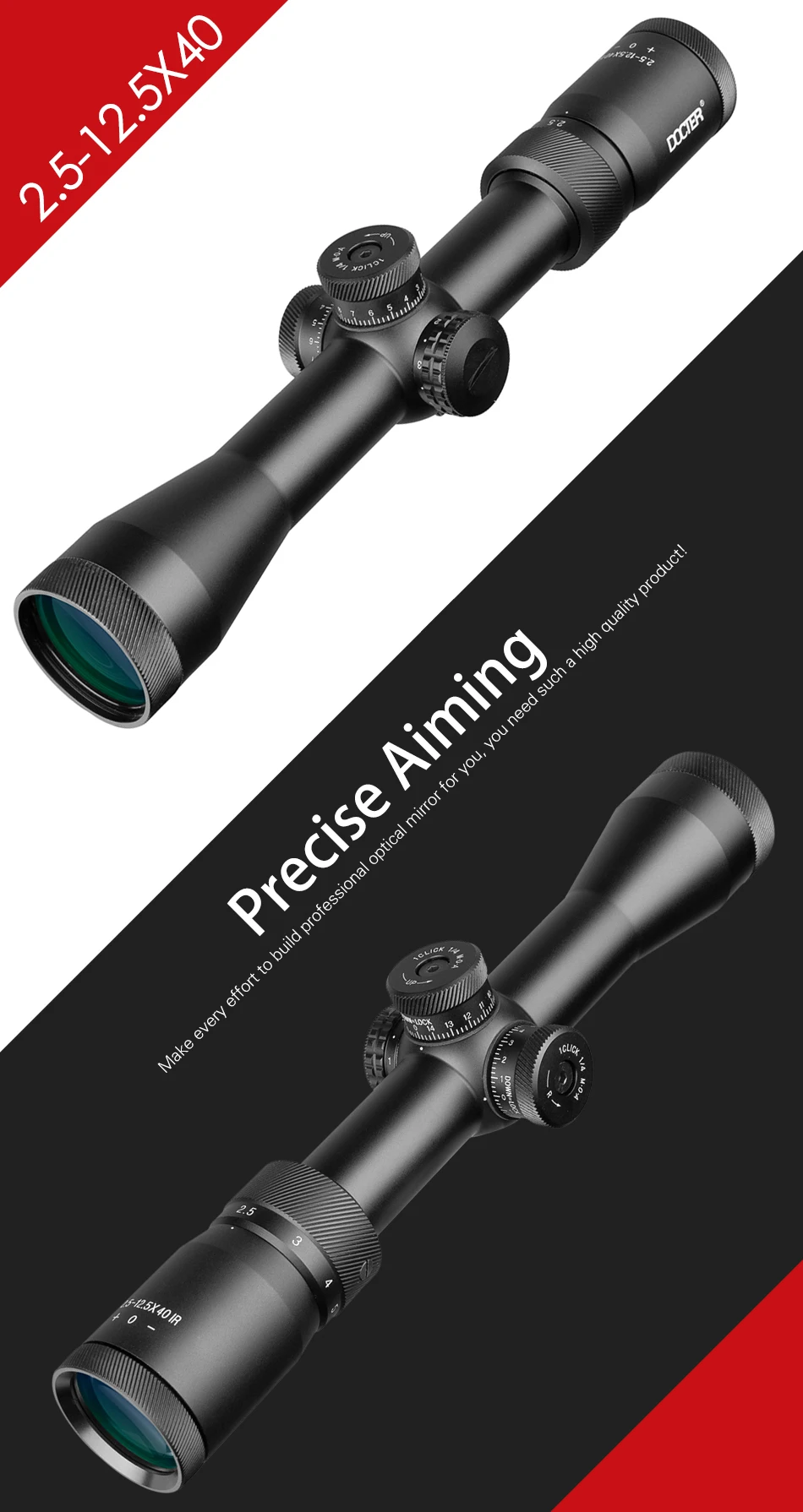 Rifle de ar Tático à Prova Caça Scope Telêmetro Retículo Mil Ponto Riflescope Mira Óptica Dwaterproof Água 2.5-12.5x40 ir Fio 2 Cheap Lunetas Riflescopes