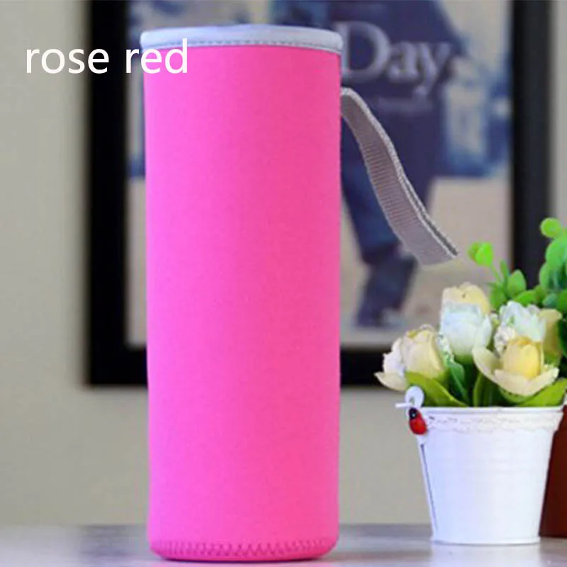 rose red 550ML Портативный Набор вакуумных чашек, спортивные аксессуары для кемпинга, Мягкий неопреновый чехол для бутылки с водой, сумка 360 мл/550 мл, 1 шт., прочные сумки для чашек - Цвет: rose red 550ML