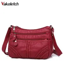 Многослойная Сумка через плечо, качественная маленькая сумка, брендовая красная сумочка, кошелек, модная женская сумка из мягкой искусственной кожи, сумка на плечо KL714
