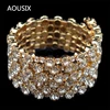 Fashion 3/6 rows Crystal Gold Silver Plated Bracelets & Bangles for Women Rhinestone Stretching Bangle Upper Arm Bracelet jewelr 1