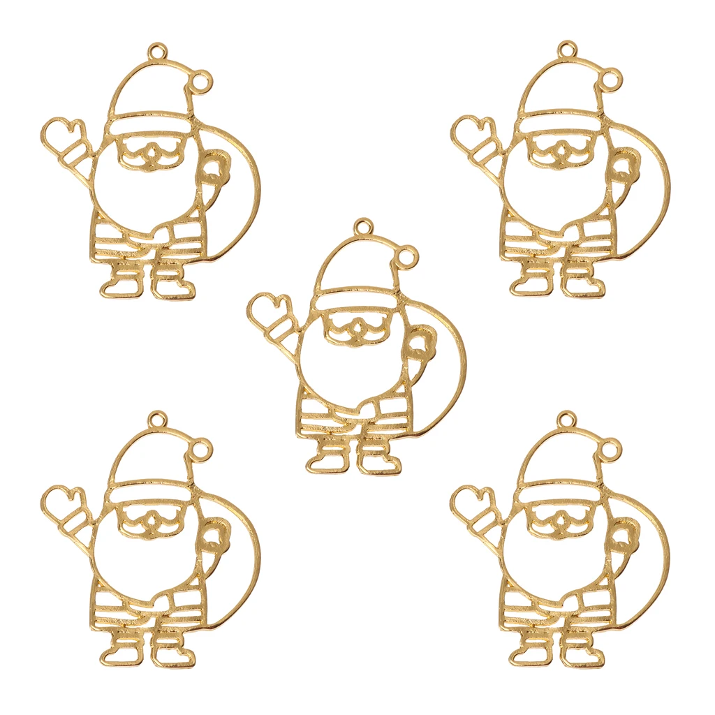 

5Pcs Christmas Santa Claus Frame Pendant Open Bezel Setting UV Resin Jewelry Drop Ship W2952001