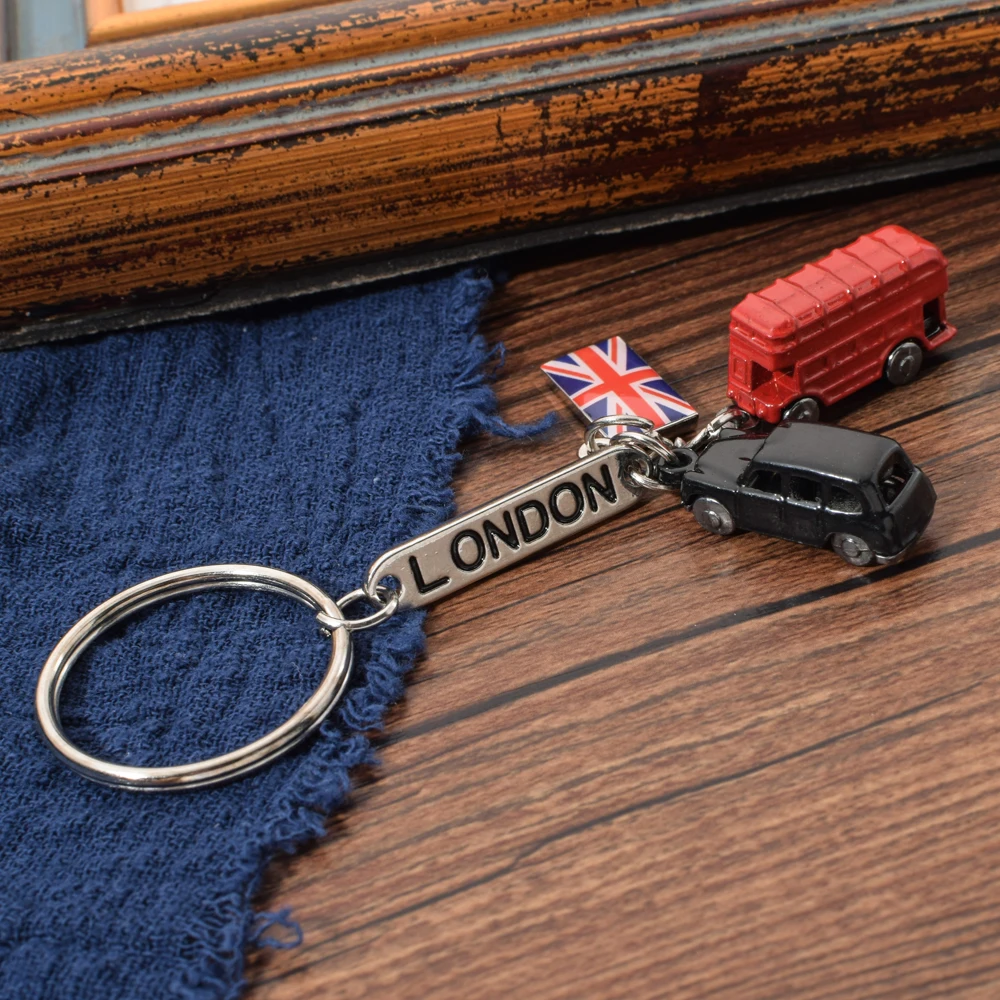 Vicney Fashion London Lettering список брелок Лондон красный и черный такси британский флаг сувенирный подарок для брелока кольцо для ключей
