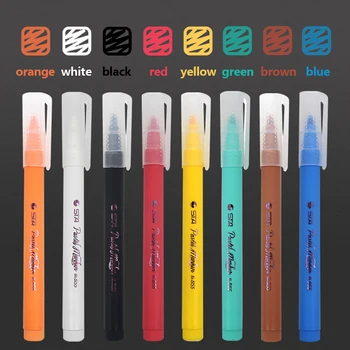 

8 Pcs Highlighter Pastel Colors Brush/Fine tip Marker Fluorescence Pen Water Based Perfect For Sketching Hand Lettering