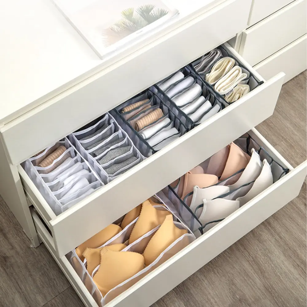 Dormitory closet organizer for socks home separated underwear storage box 11 grids bra organizer foldable drawer