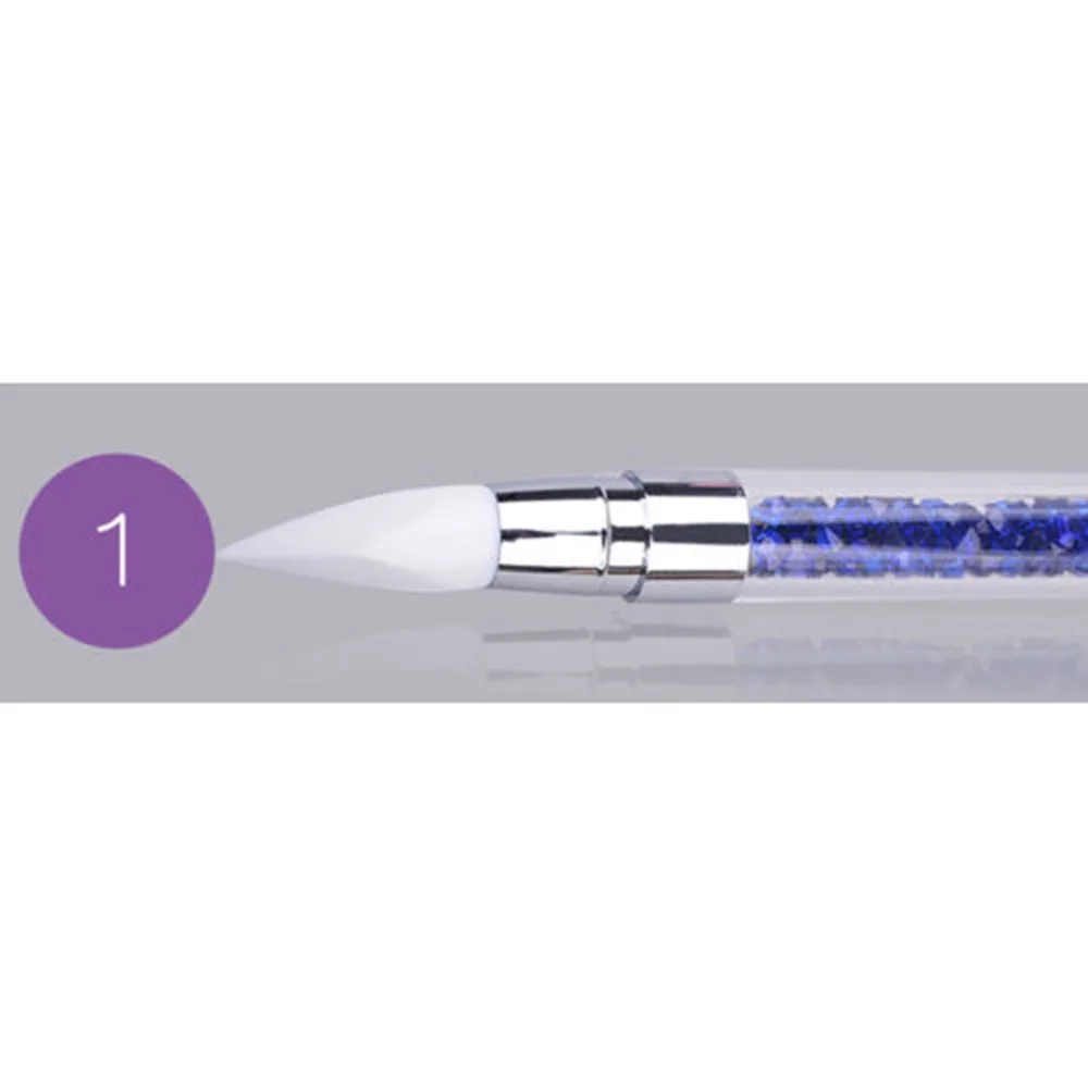 Профессиональные 1 шт двойные силиконовые головки для дизайна ногтей, стразы, акриловая ручка для выбивания резьбы, инструменты для маникюра - Цвет: 1
