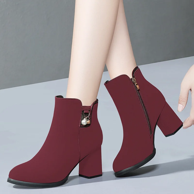 

Chunky-Heel Martin Boots Women's Thick Bottomed Short Boots 2019 Autumn And Winter New Style High-Heel Short Boots WOMEN'S Shoes