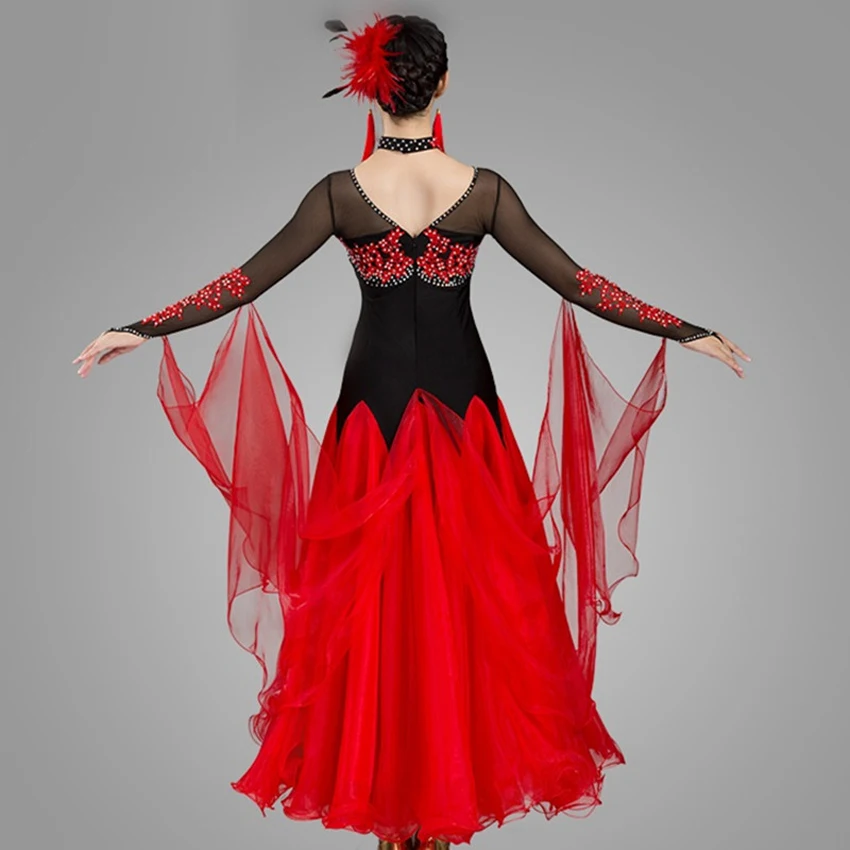 new ballroom dance competition dresses stitching waltz dress for ballroom dancing swing dress long rumba dance costume