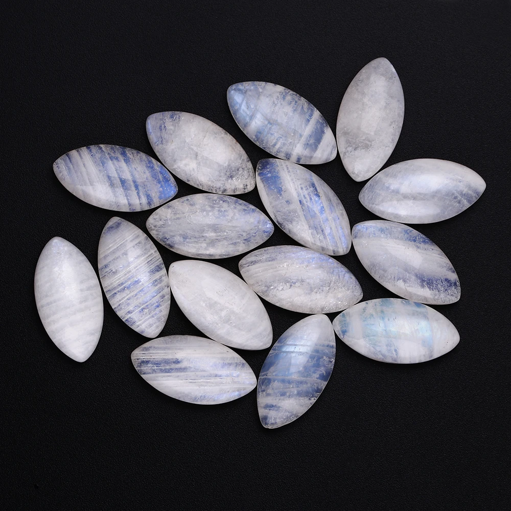 Water Drop Cut Natural Moonstone 5x10MM Loose Stones with Blue light Wholesale Decoration Gemstone Jewelry Gift 10 pcs/set