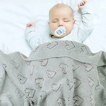 

Solid Knitted Baby Blankets 100% Cotton Swaddle Wrapp Sleeping 100*80cm Children Capes Mats New Born Stroller Bedding Kids Hood