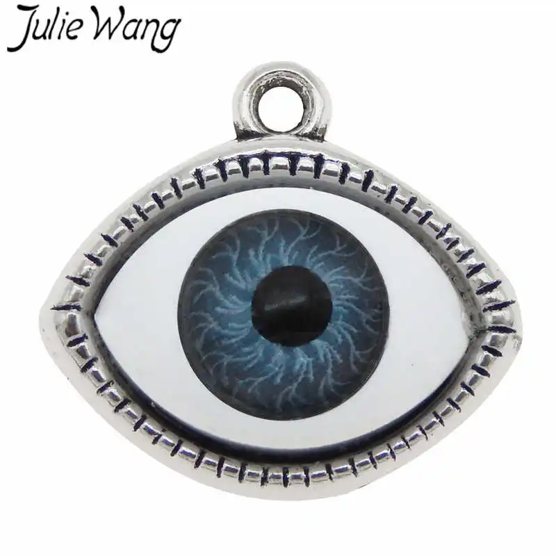 Julie Wang, 7 шт., сплав, человеческий сглаза, амулеты, пластмассовый глаз, многоцветное ожерелье, Подвески, браслет, аксессуары для изготовления ювелирных изделий - Окраска металла: 54183