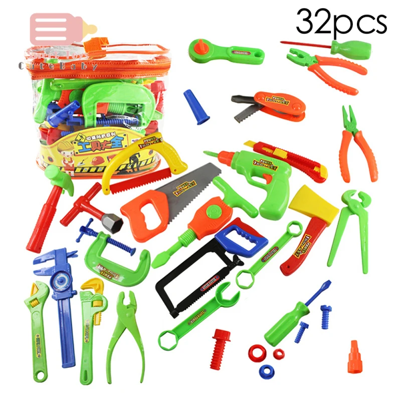 

32Pcs Repair Tools Set Children Simulation Toy Play Kids Hammer Wrenc Toys Repair Kit for Children Learning Play Simulation Toys