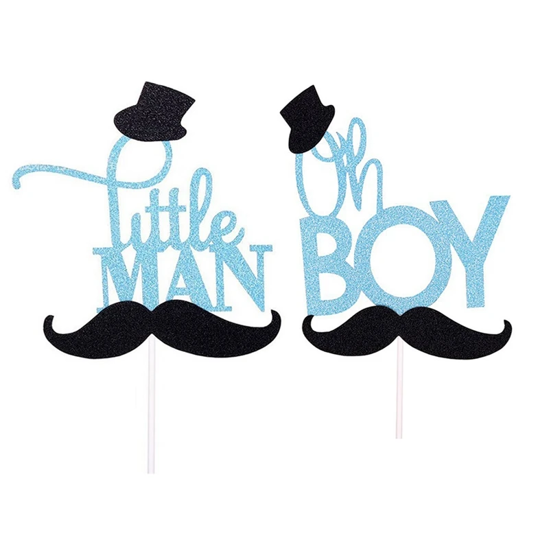 1 шт. Новые блестящие синие усы маленький человек украшение для торта оформление