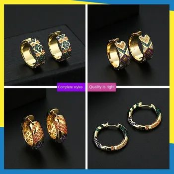 

2020 new colorful 18K gold tribal earrings ear clip female fashion classic trend women brand jewelry Charms Exquisite Luxury