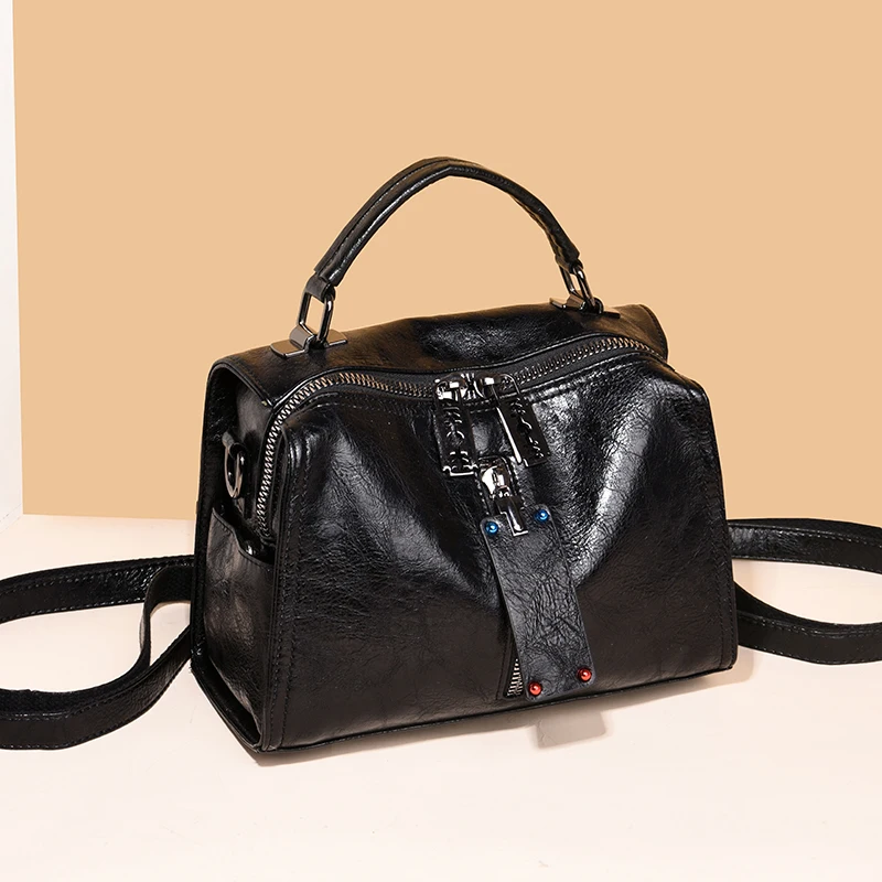 

2019 large capacity ladies bag shoulder bag soft PU motorcycle Messenger bag casual shoulder bag top bag designer handbag