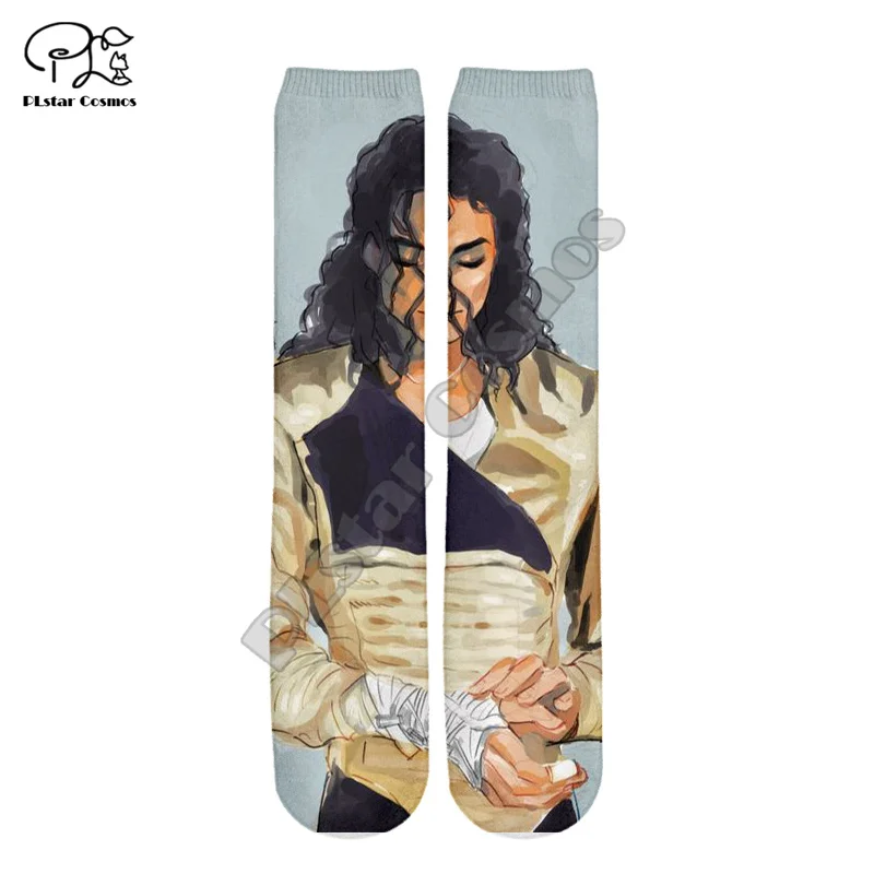 PLstar Cosmos Newest Pop King Singer Musician Michael Jackson HipHop 3DPrint Women/Men/Boy/Girl Cool Warm Cotton Ankle Socks A4