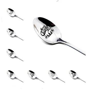 

Christmas Decorations for Home Stainless Steel Spoon Kitchen Accessories New Year Gift Dessert Coffee Spoon Table Decor Navidad