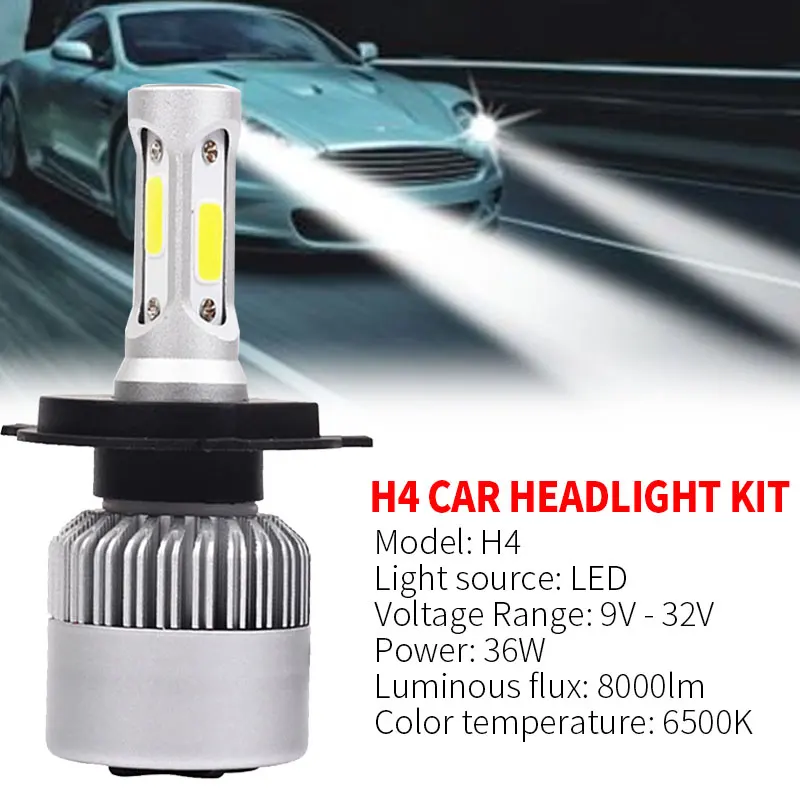 Vehemo S2 H4/HB2/9003 6500K светодиодный фонарь для автомобильных фар Светодиодный противотуманный фонарь для Авто освещения в сборе высокой мощности