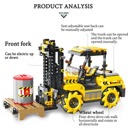 KAZI vehículo de ingeniería de control remoto para niños, juguete de bloques de construcción de ciencia y educación, regalo, programación de vapor Original