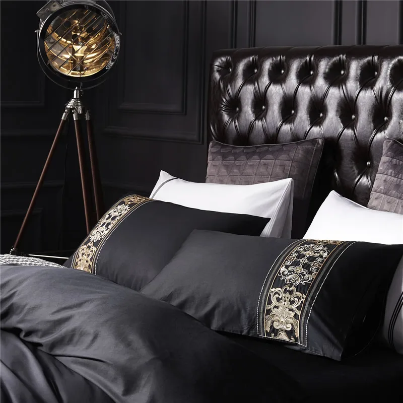 Black Embroidered Bedding Set