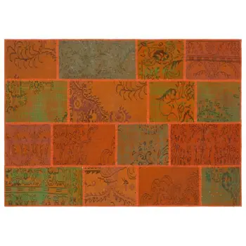 

Handmade Orange Vintage Overdyed Patchwork Area Rug 160x230 Cm-5'3''X7'7''