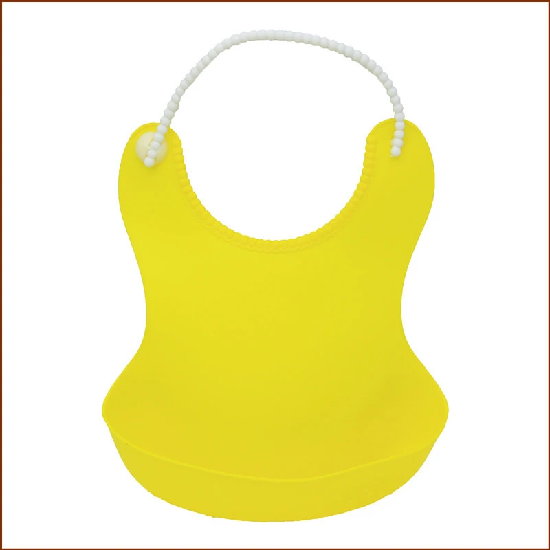Водонепроницаемые детские нагрудники Силиконовые Слюнявчики полотенце для новорожденных цепи фартуки регулируемые борфы для малышей Детские аксессуары для кормления нагрудник с карманом - Цвет: Цвет: желтый