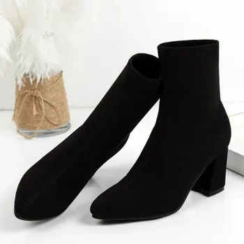 

Oversized boots women shoes ankle boots for women ladies boots Sleeve tip thick heel