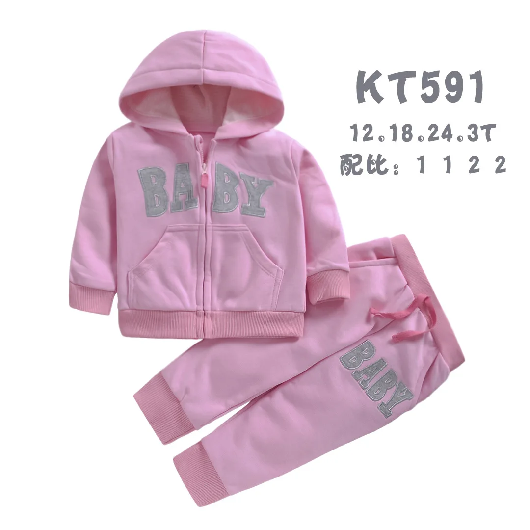 KT591 HereNice/Детский комплект из двух предметов для маленьких мальчиков и девочек; розовый, красный; сезон осень-весна-зима; толстовка; одежда с капюшоном - Цвет: KT591