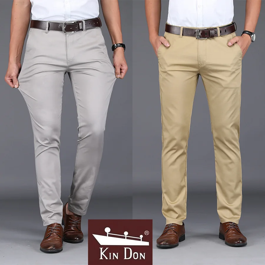 

2019 Spring And Summer Thin kin don Straight Men's Casual Pants Business Casual Long Pants Tencel Elasticity Slim Fit Men's Trou