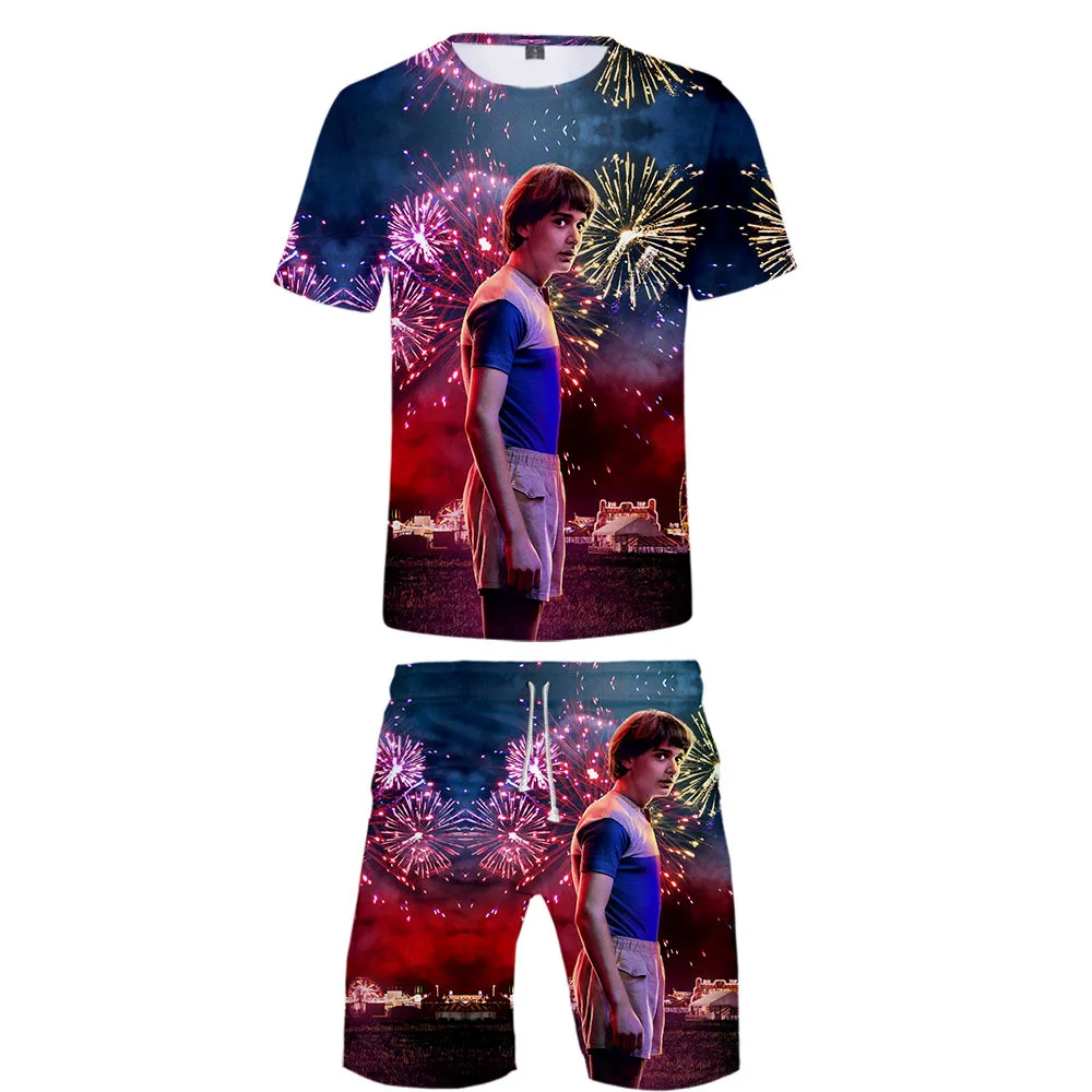 

2019 Summer Hot Sales Stranger-Thing 3 Stranger Things 3D Short Sleeved Shorts Suit + Childrenswear