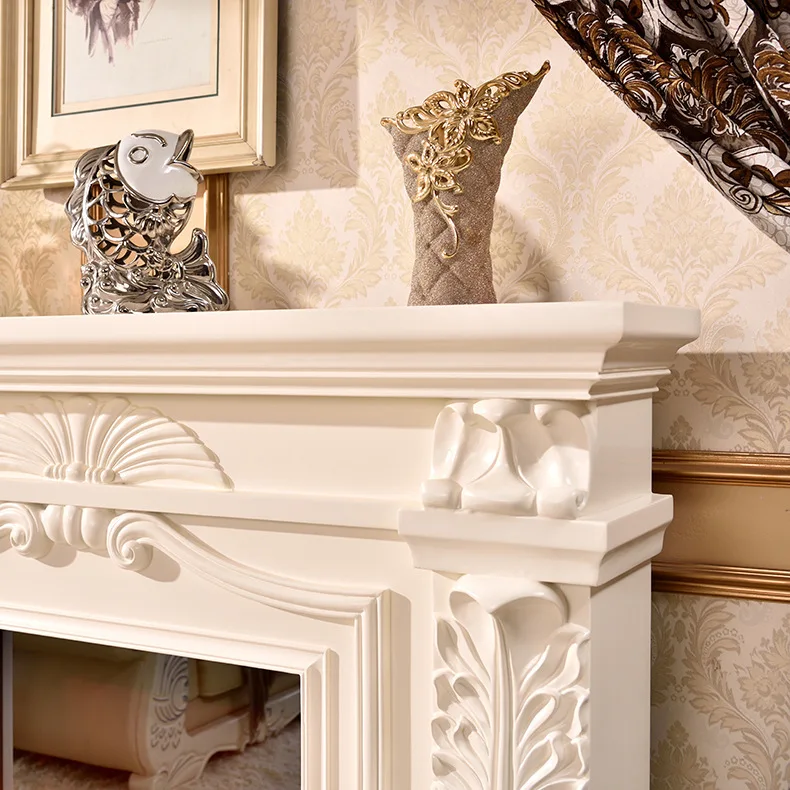 Living Room Decorating Warming Fireplace Set Wooden Mantel W150cm Electric Firebox LED Optical Artificial Emulational Flame