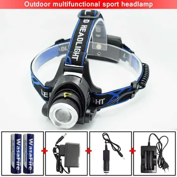 

Rechargeable LED Headlight Waterproof Zoomable XML T6 Head Lamp Flashlight Frontal Hunting Running Head Torch with 18650 Battery