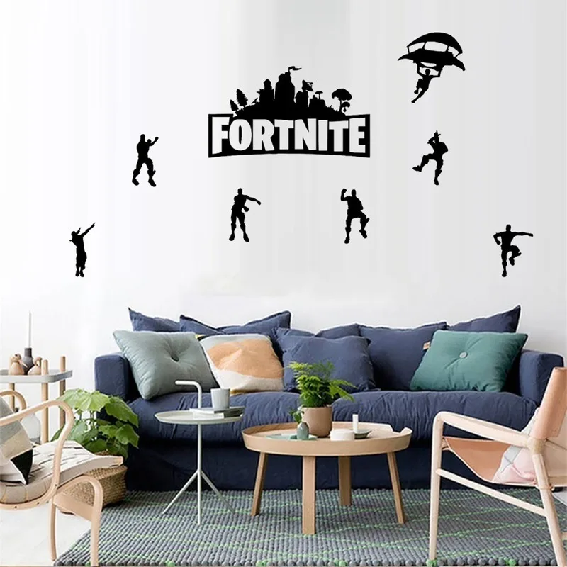 Fortnite-pegatinas de pared para niños, telón de fondo para habitación, pintura decorativa, decoración del hogar, pósteres, pegatinas estampadas de dibujos animados, juguete para regalo