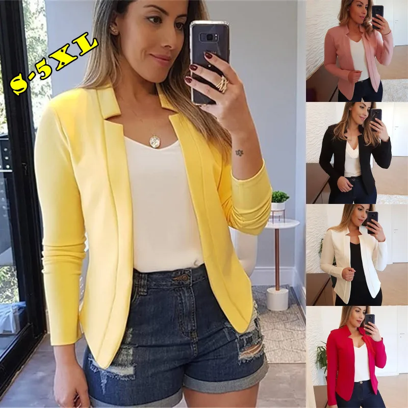 

Eight Sizes Women Irregular Collar Solid Color Long Sleeve Slim Autumn Jacket OL Style Suit (5 Colors)