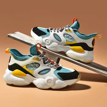 

Men's Fashion Sneakers Thick Bottom Damping Jogging Shoes Men Casual Shoes Breathable Walking Shoes Popular Hot Sale Mesh Shoes
