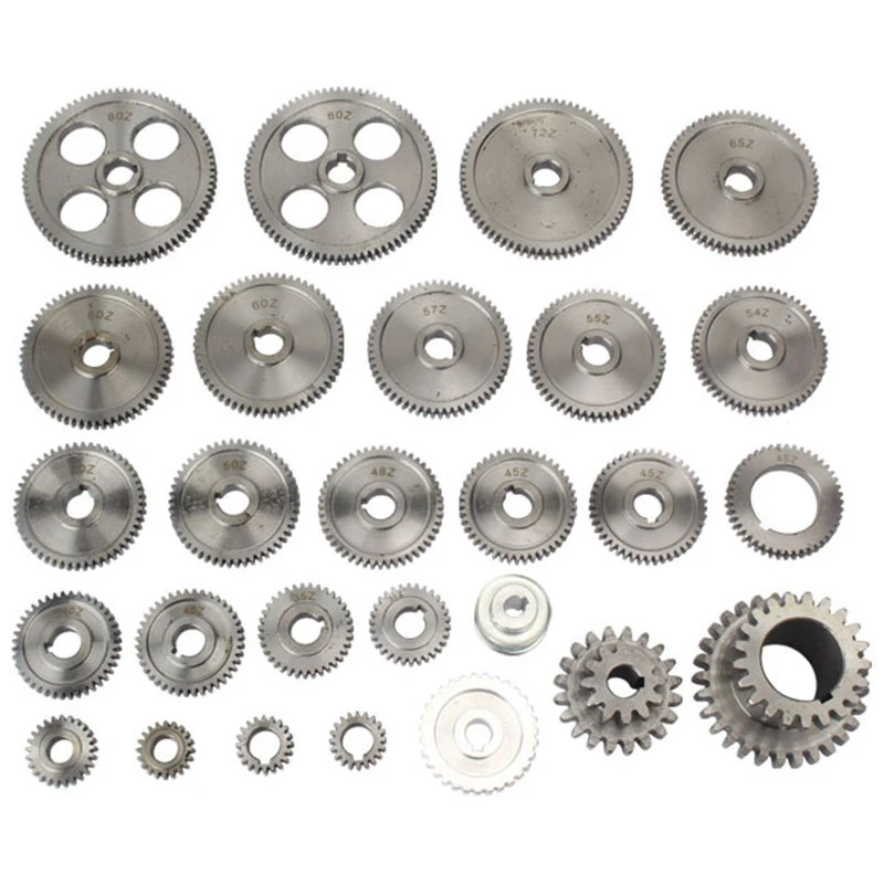

27Pcs Mini Lathe Gears CJ0618 Metal Cutting Machine Gears Metal Gear Kit(Imperial)