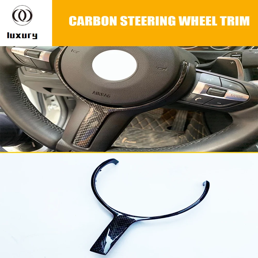 Replaced Style Carbon Fiber Steering Wheel Trim Cover for BMW 1 2 3 4 5 6 X Series with M Sport Steering Wheel