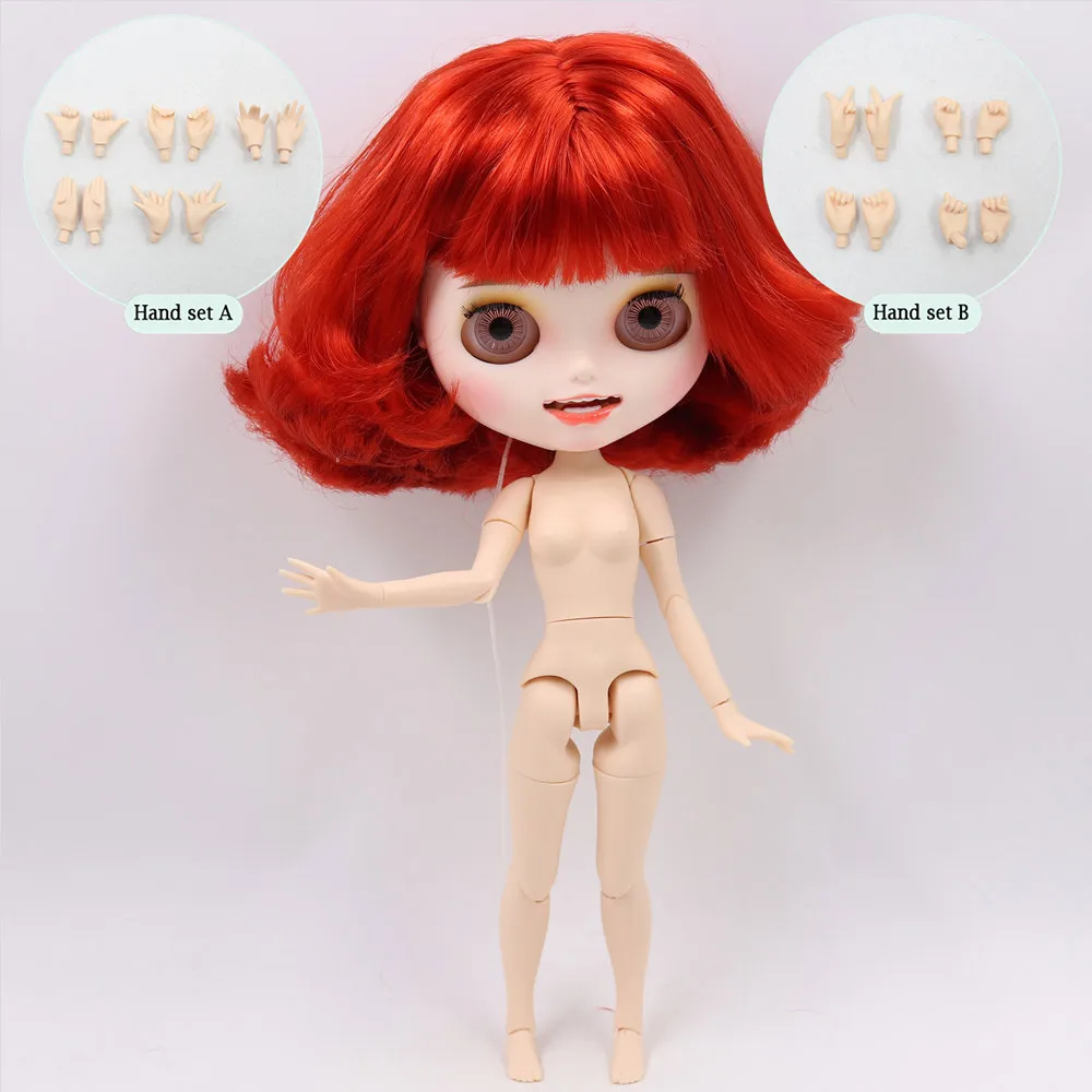 Ледяной обнаженный Blyth кукла No. BL1248 красные волосы резные губы открытый рот матовая индивидуальные лица сустава тела 1/6 bjd - Цвет: like the picture