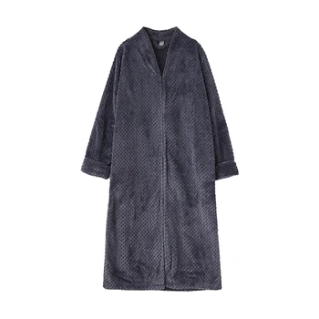 

2020 Fashion Winter Warm Flannel Thickening Sleepwear Solid Color Lengthened Couple Homewear