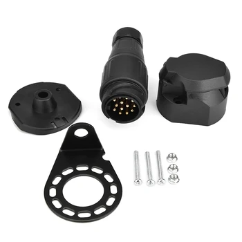 

12V 13 Pin Trailer Plug Connector Plug Socket Bracket Wire Clamps Gasket Kits Towing Adapter For Car Boat Truck Caravan
