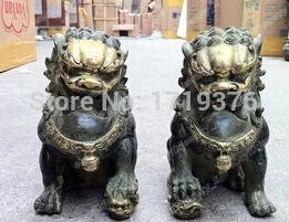 Бесплатная доставка &lt&lt&lt китайская пара Бронзовая статуэтка Fu Foo для охранника