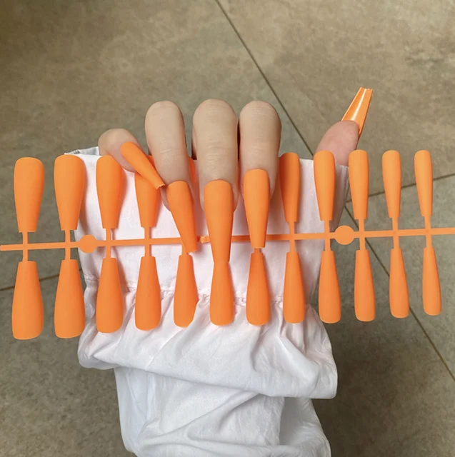 Solid Color Matte Super Long Coffin False Nail Ballet Press on Nails Tips for Nails Art Artificial Fingernails Fake TJP1170-Y7