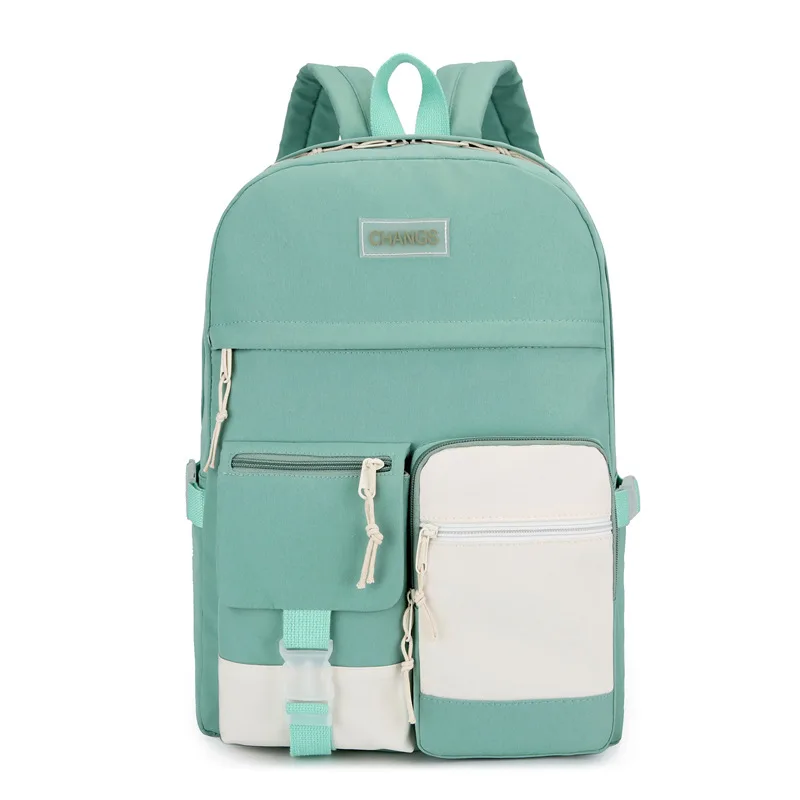 Primary Girls Boys Simple Portable Contrast Color Backpack Korean Style Student School Bags Fashion Large Capacity Backpack