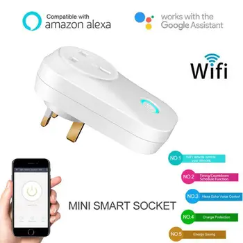 

Smart WiFi Plug 10A Wireless Remote Voice Control Socket Timing Smart Home Power Socket Work With Alexa Google Assistant