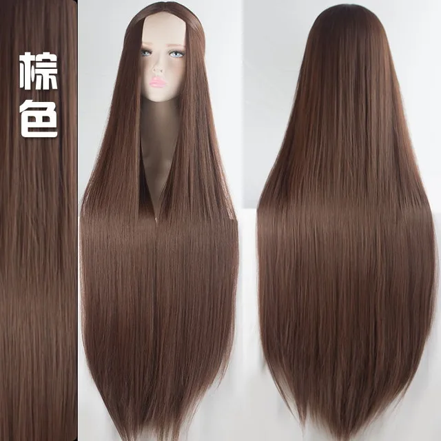 MSTN розовый зеленый фиолетовый черный парик 100 см/4" Синтетические термостойкие волокна длинные Хэллоуин Карнавал косплей парик прямые волосы - Цвет: M19