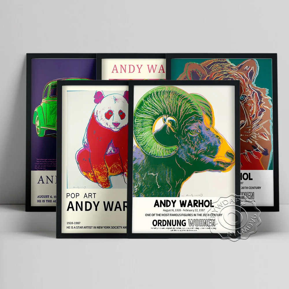 Andy Warhol Exhibition Museum Poster Iconic Advertising Collection Prints Pegasus Car Donut Panda Goat Lion Pop Art Home Decor | Дом и сад