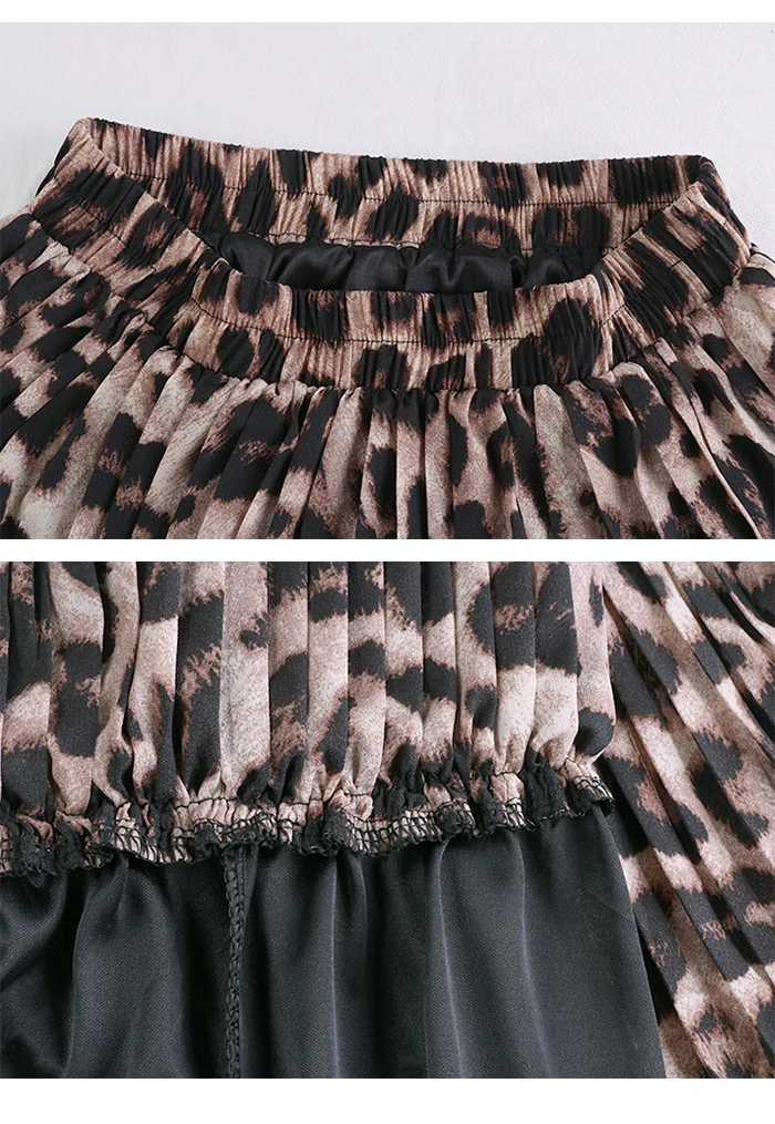 88cm Женская длинная плиссированная юбка слеопардовым принтом TIGENA, юбкамакси свысокой талиейдляженщин